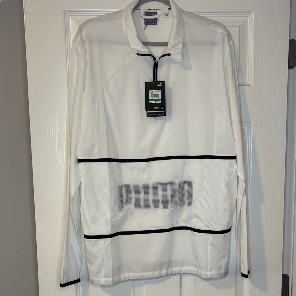 PUMA Women's White Windbreaker with Black Accents